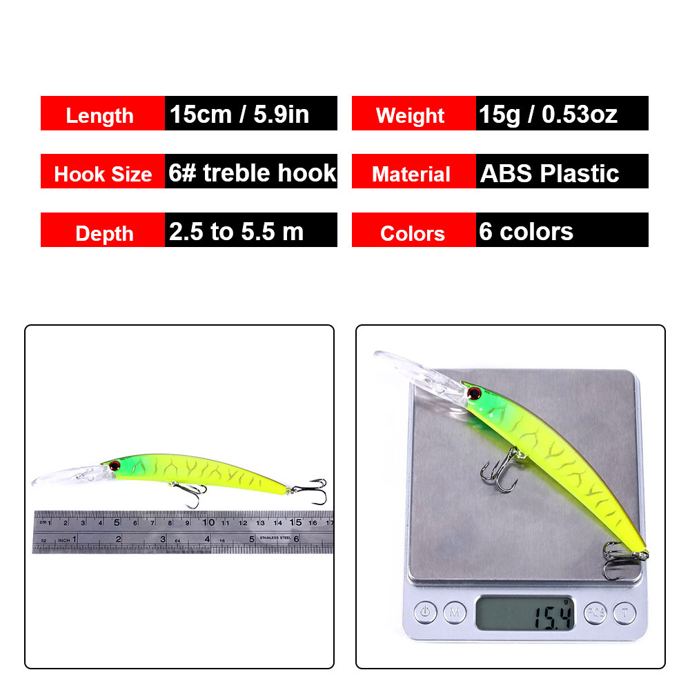 1PCS 15cm 15g  Deep Diving Jer - Fishing Lure Crankbait review and price